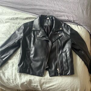 H&M Black Faux Leather Moto Jacket